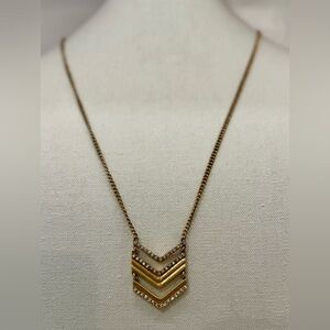 ✨ J.Crew Gold Tone Chevron Long Layering Necklace – Modern Chic